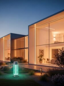 Smart home with CO₂ mosquito trap and mosquito screens for modern protection