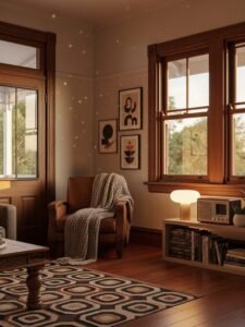 Vintage home with stylish mosquito screens on classic wooden frames"